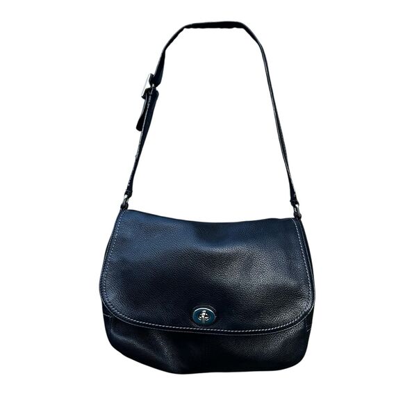 Coach Legacy Leather Shoulder Bag F23288 Turnlock Flap Crossbody Black Classic - Picture 1 of 16